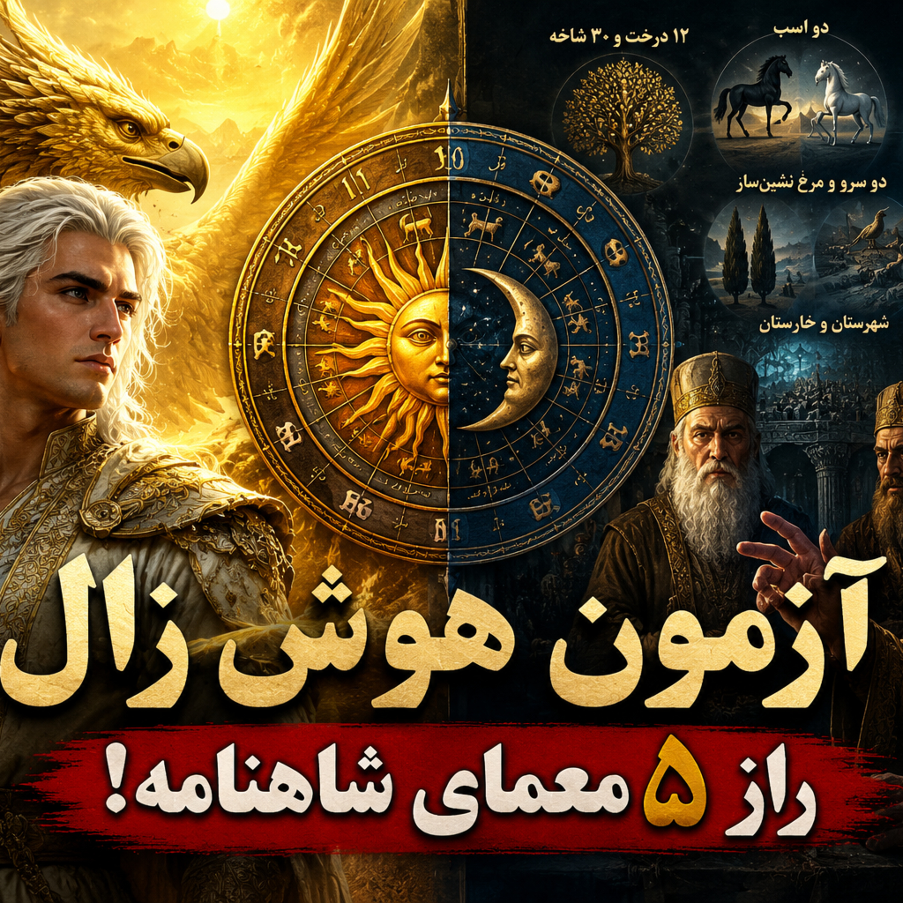 ۲۱-راز پنج معمای زال | فلسفه پنهان شاهنامه فردوسی
